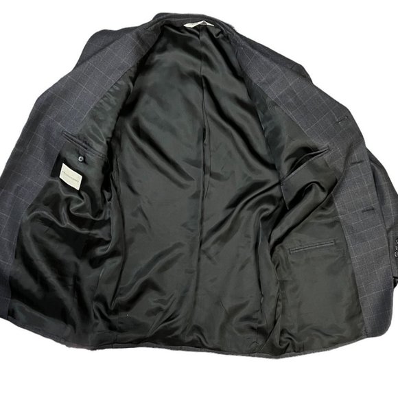 PRONTO UOMO Gray Plaid Blazer Jacket 100% Wool 4-Button 40R - Picture 5 of 10